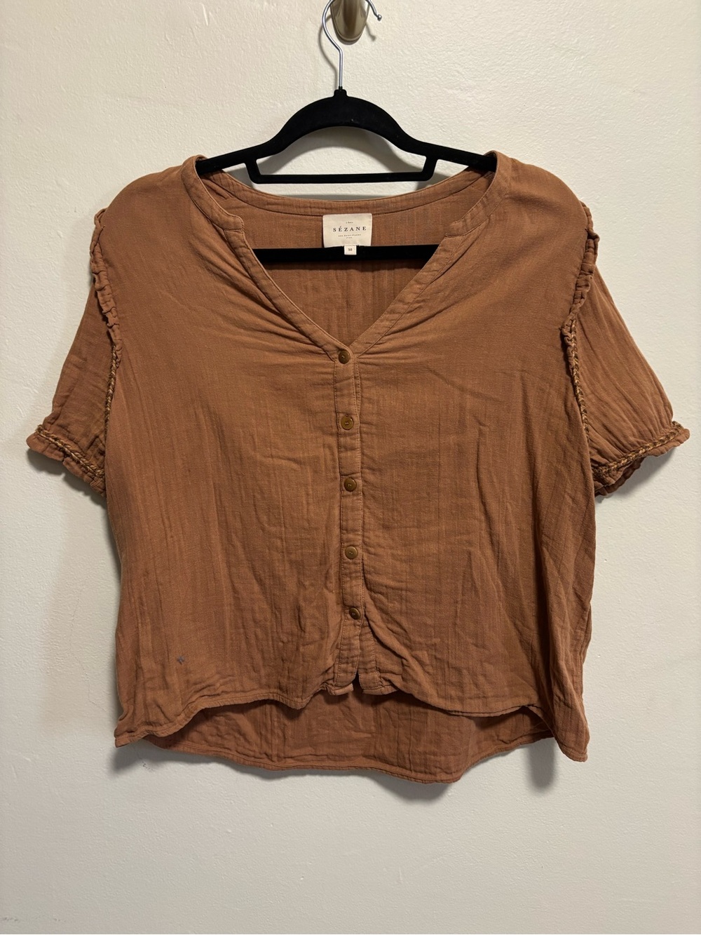SÉZANE Women's Button-Front Gauze Top